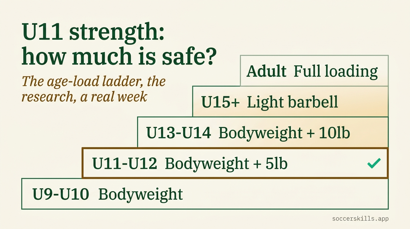 How much strength training is safe for an 11-year-old soccer player?